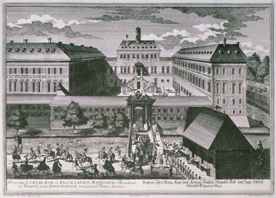 View of Schloss Ebersdorff near Vienna engraved by Georg-Daniel Heumann by Salomon after Kleiner